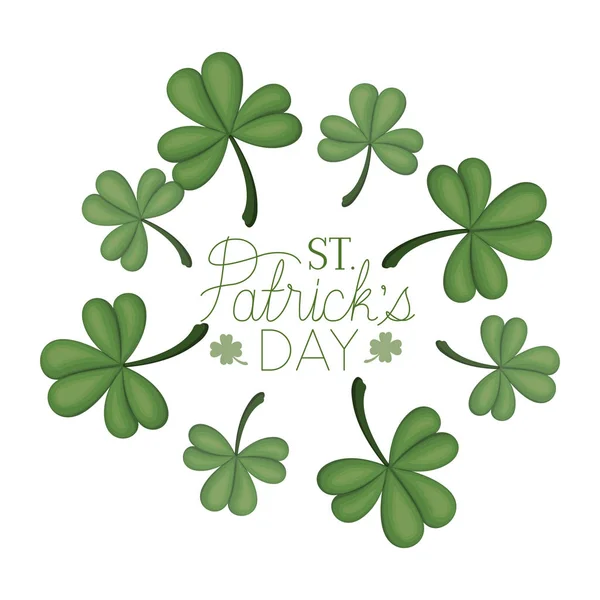 Vous souhaitant un heureux st patricks étiquette de jour avec des icônes de pièces — Image vectorielle