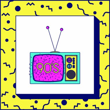 90'lı yılların retro tv ve etiket