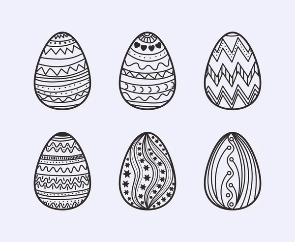 Conjunto de huevos pintados iconos de Pascua — Vector de stock