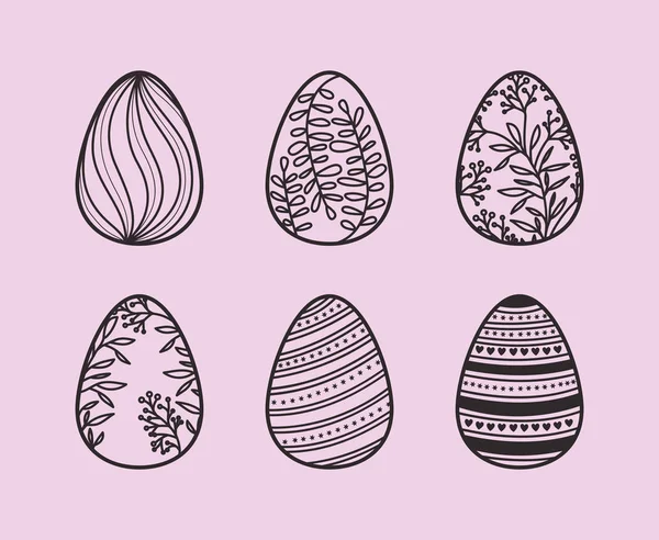 Set of eggs painted easter icons — Stock Vector