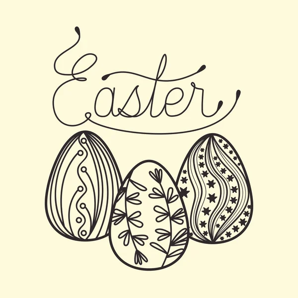 Frohe Ostern Karte Mit Eiern Bemalten Vektor Illustration Design — Stockvektor