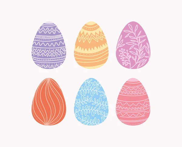 Set of eggs painted easter icons — Stock Vector