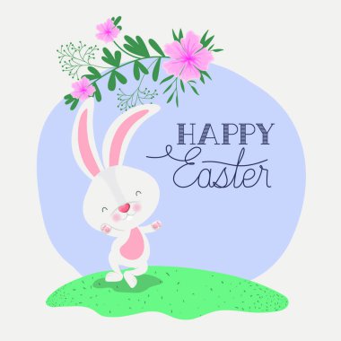 mutlu paskalya kartı Bahçe tavşan