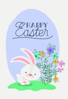 mutlu paskalya kartı Bahçe tavşan