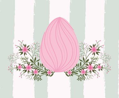 mutlu paskalya kartı boyalı yumurta ve çiçekler