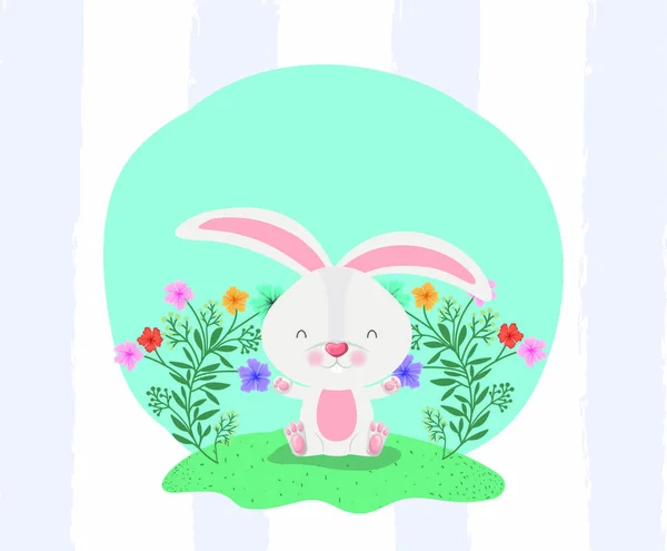 Happy easter karty z królika w ogrodzie — Wektor stockowy