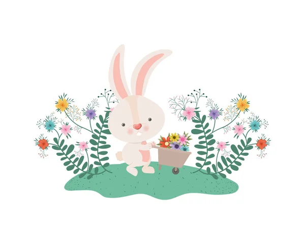 Пасхальный кролик с цветами — стоковый вектор
