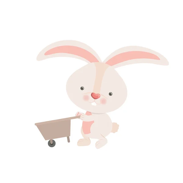 Bunny izolované ikonou trakař — Stockový vektor