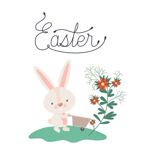Etykieta Wielkanoc królik na białym tle ikona — Wektor stockowy