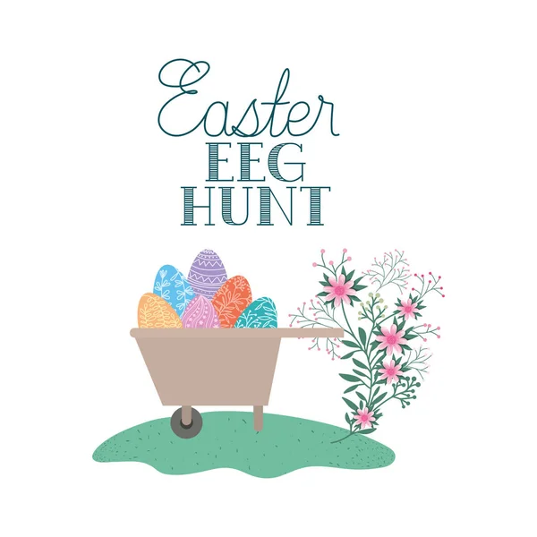 Easter egg hunt label ikon terisolasi - Stok Vektor