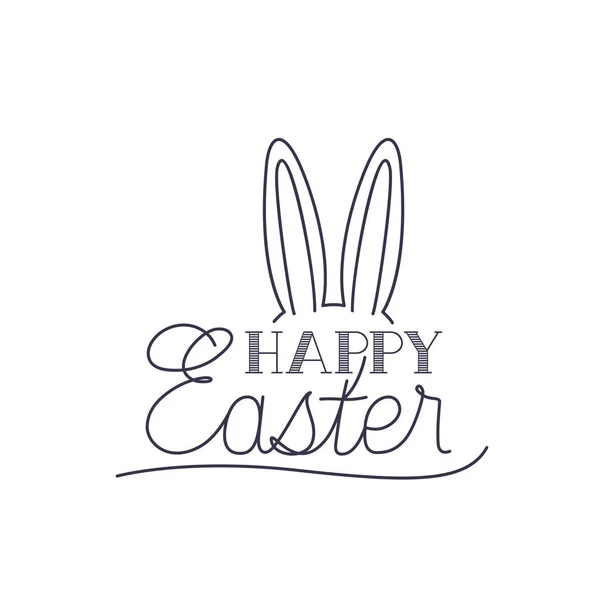 Etiqueta feliz Páscoa com com ícone orelhas de coelho —  Vetores de Stock