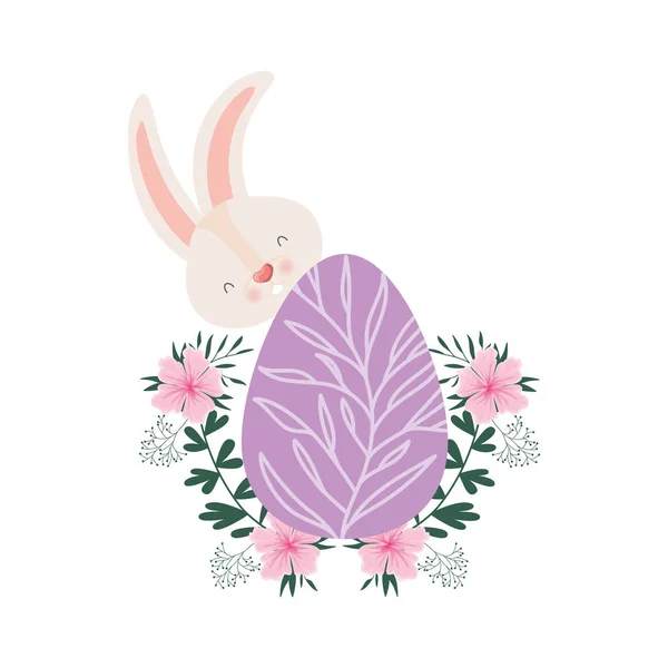 Lapin de Pâques avec icône d'oeuf isolé — Image vectorielle