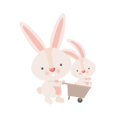 El arabası izole simgesi olan tavşanlar