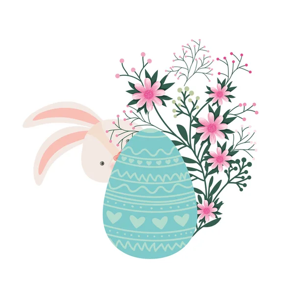 Wielkanoc królik na białym tle ikona jajko — Wektor stockowy
