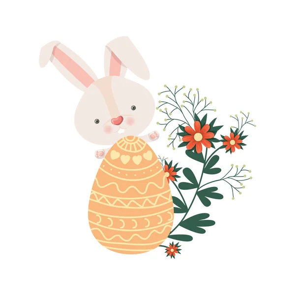 Easter rabbit with egg isolated icon — Stock Vector