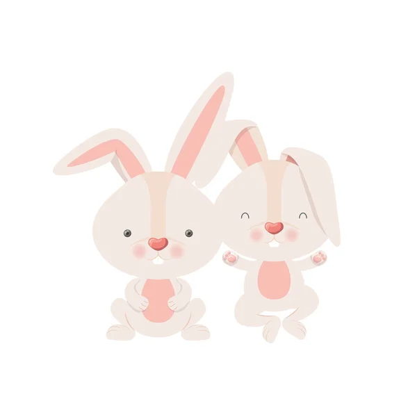 Cute rabbits isolated icon — Stock Vector