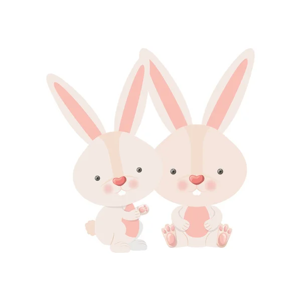 Sevimli tavşanlar izole simgesi — Stok Vektör