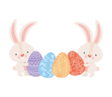 Paskalya tavşanımı yumurta izole simgesiyle