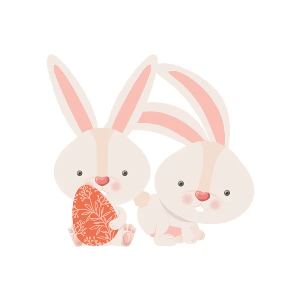 Velikonoční králíci izolované ikonou vejce — Stockový vektor