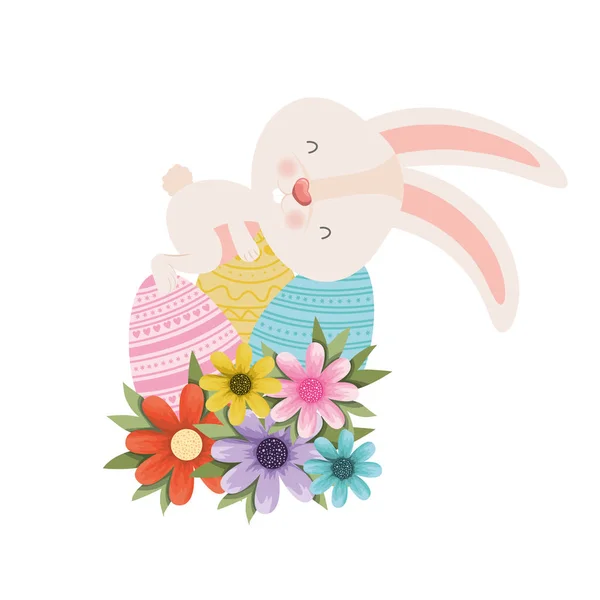 复活节兔子与鸡蛋分离图标 — 图库矢量图片