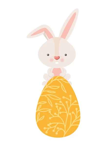 Conejo de Pascua con huevo aislado icono — Vector de stock