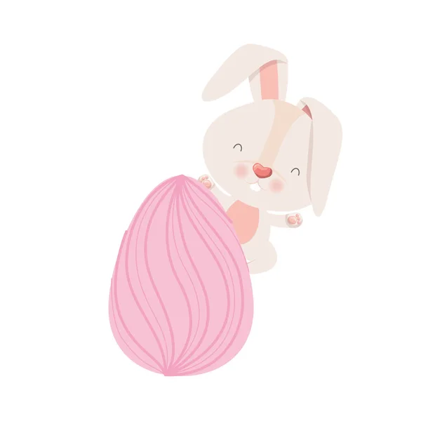 Пасхальный кролик с изолированной иконой яйца — стоковый вектор
