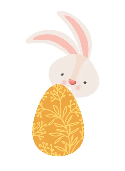 Conejo de Pascua con huevo aislado icono — Archivo Imágenes Vectoriales