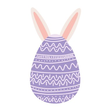 Tavşan kulağı izole simgesi olan Paskalya yortusu yumurta