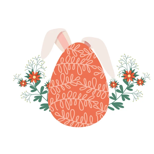 Paasei met konijn oren geïsoleerde pictogram — Stockvector