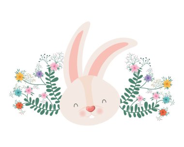 Tavşan kafası çiçek izole simgesiyle