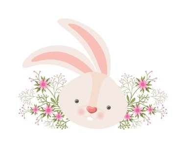 Tavşan kafası çiçek izole simgesiyle