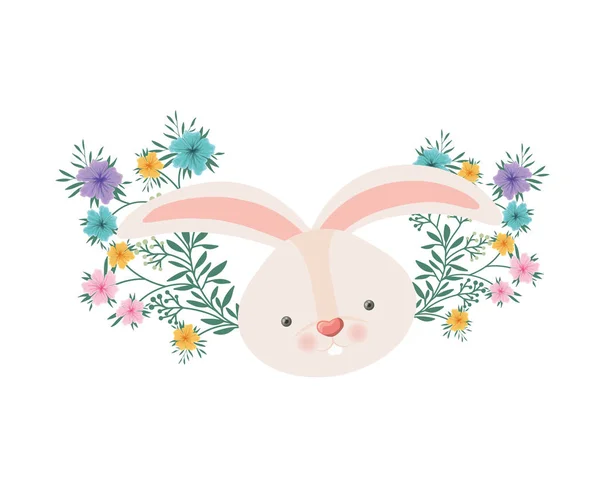 Tavşan kafası çiçek izole simgesiyle — Stok Vektör