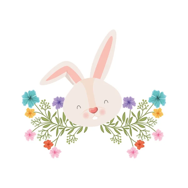 Rabbit head with flowers isolated icon — Stock Vector