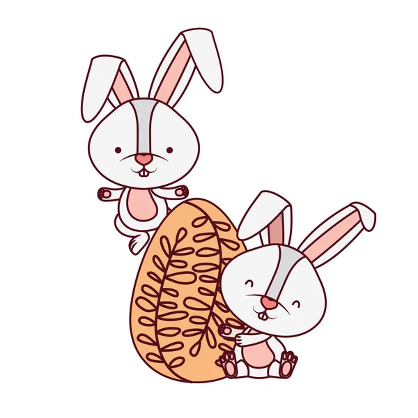 Pasen konijn met geïsoleerde ei-pictogram — Stockvector
