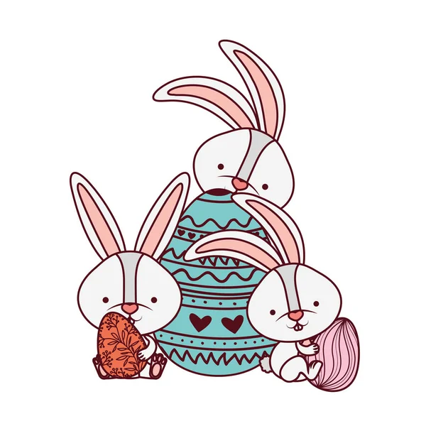 Великодній кролик з яйцем ізольована ікона — стоковий вектор