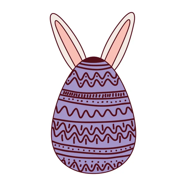 Easter egg with rabbit ears isolated icon — Stock Vector