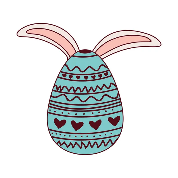 Oeuf de Pâques avec des oreilles de lapin icône isolée — Image vectorielle