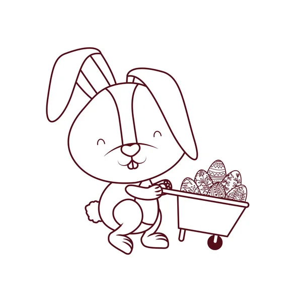 Кролик з інвалідним візком і значком великодніх яєць — стоковий вектор