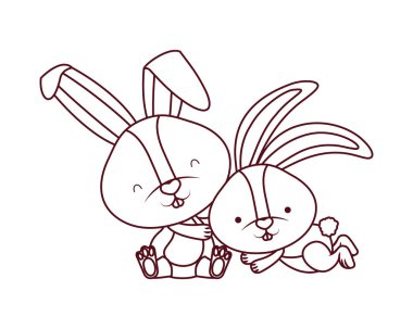 sevimli tavşanlar izole simgesi