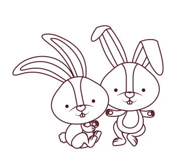 sevimli tavşanlar izole simgesi