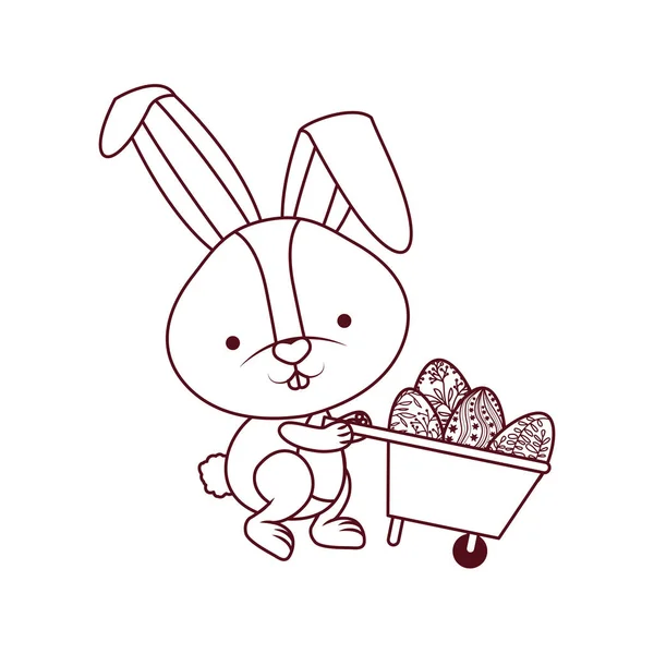 Coelho com carrinho de mão e ovo de Páscoa ícone — Vetor de Stock