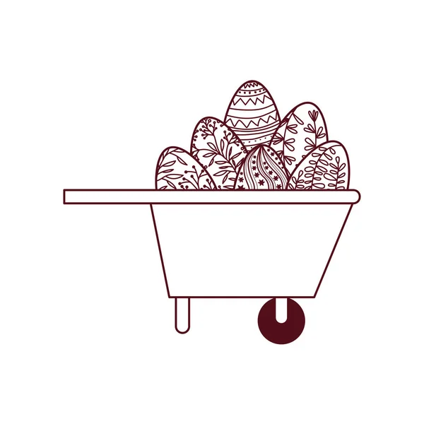 Brouette avec des œufs de Pâques icône isolée — Image vectorielle