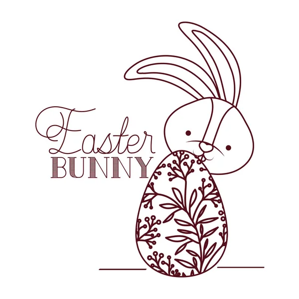 Easter bunny label met geïsoleerde ei-pictogram — Stockvector