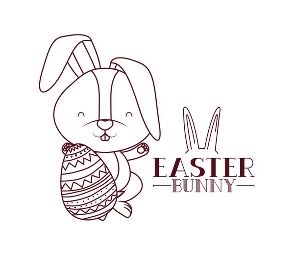 Easter bunny label met geïsoleerde ei-pictogram — Stockvector
