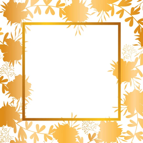 有框架被隔绝的图标的叶子的花 — 图库矢量图片