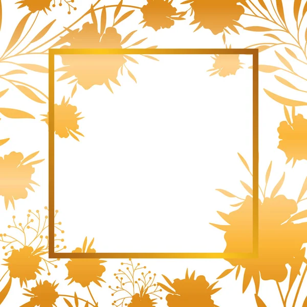 有框架被隔绝的图标的叶子的花 — 图库矢量图片