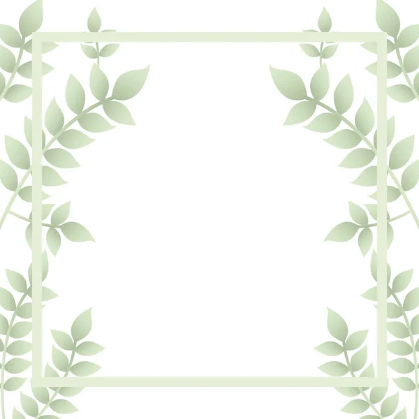 Branche et feuille avec cadre icône isolée — Image vectorielle