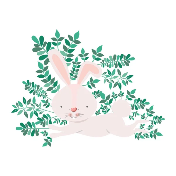 Кролик з гілками і листям ізольована ікона — стоковий вектор