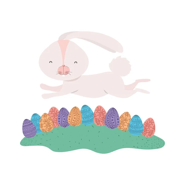 Easter rabbit with egg isolated icon — Stock Vector