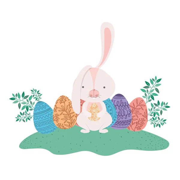 Wielkanoc królik na białym tle ikona jajko — Wektor stockowy